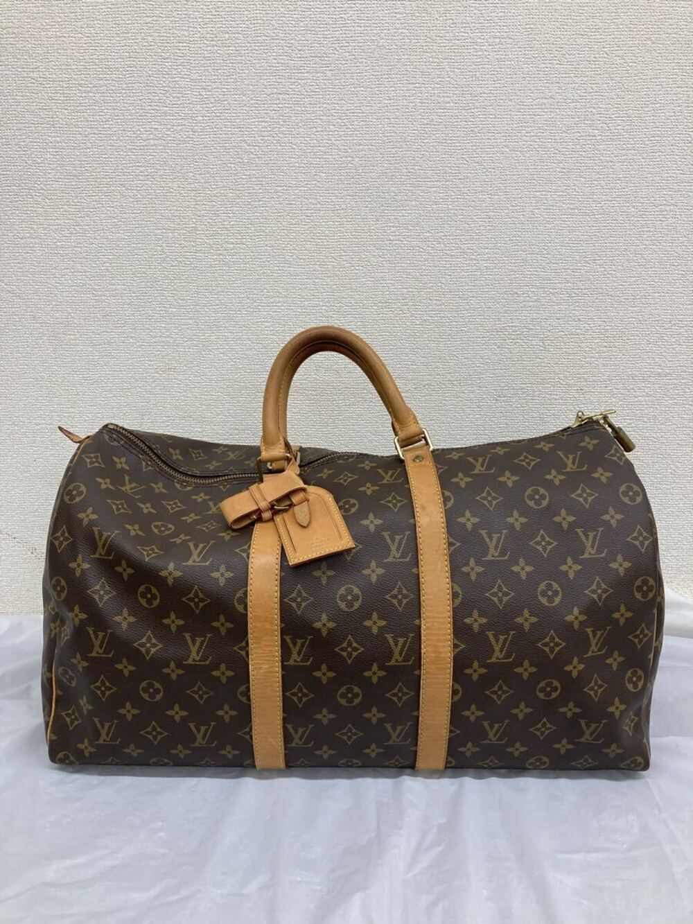 Louis Vuitton Keepall Boston Bag Monogram Canvas Brown Leather Luxury